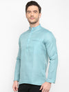 Hangup Men Standard Solid Men's Indian Wear-Aqua_Magic_Bon_ShortKurta