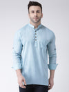 Hangup Men Slim Solid Men's Indian Wear-AquaShortKurta