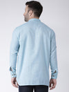 Hangup Men Slim Solid Men's Indian Wear-AquaShortKurta