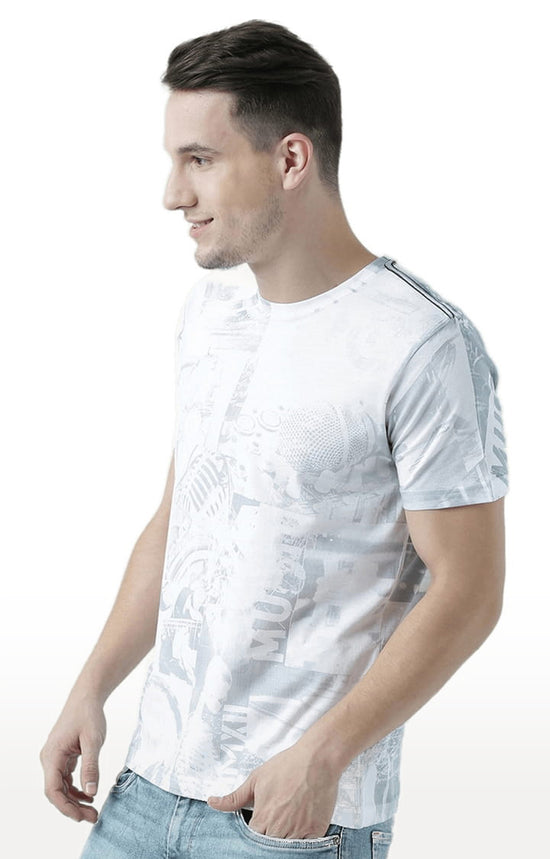 Huetrap White Mens Short Sleeve Graphic Printed Tshirt-HT17MKGRAWHT00632