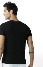 Huetrap Black Mens Short Sleeve Graphic Printed Tshirt-HT16MKGRABLK00358