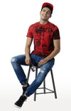 Huetrap Red Mens Short Sleeve Graphic Printed Tshirt-HT12MKGRARED00114