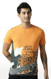 Huetrap Orange Mens Short Sleeve Graphic Printed Tshirt-HT16MKGRABZO00414