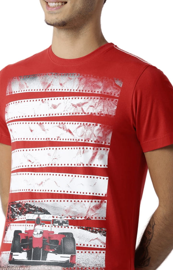 Huetrap Red Mens Short Sleeve Graphic Printed Tshirt-HT15MKGRARED00015