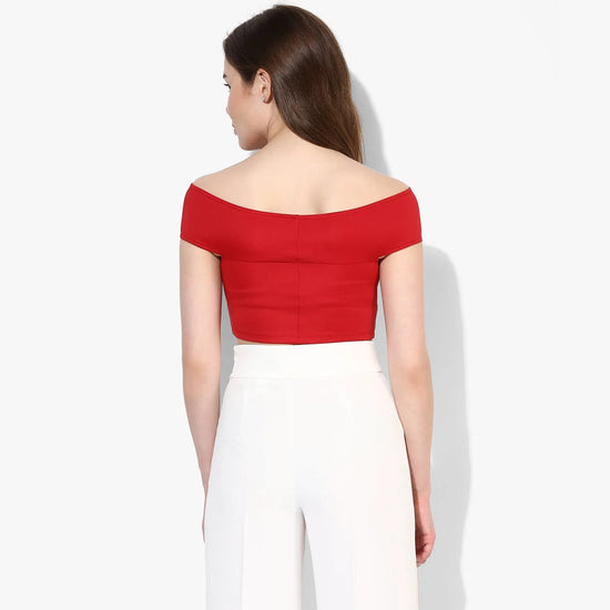 Cherry Red Bandage Bardot Crop Top