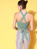 Veni Vidi Vici Sea Green Tied Up Bondage Crop Top