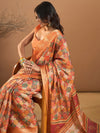 Saree Mall Women's Kanjeevaram  Orange Printed Designer Saree With Blouse Piece-BAHULA111