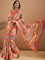 Saree Mall Women's Kanjeevaram  Multicolored Printed Designer Saree With Blouse Piece-BAHULA113