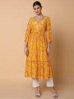 Women Floral Mustard Anarkali Kurta-BC-CK-1051-Mustard