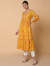 Women Floral Mustard Anarkali Kurta-BC-CK-1051-Mustard