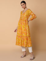 Women Floral Mustard Anarkali Kurta-BC-CK-1051-Mustard