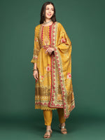 Women Floral Mustard Anarkali Kurta Set with Dupatta-BC-SK-1931-Mustard