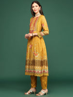 Women Floral Mustard Anarkali Kurta Set with Dupatta-BC-SK-1931-Mustard