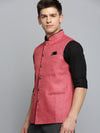 Men Mandarin Collar Solid Coral Nehru Jacket-BD-51340-Coral