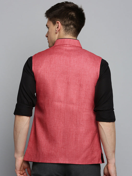 Men Mandarin Collar Solid Coral Nehru Jacket-BD-51340-Coral