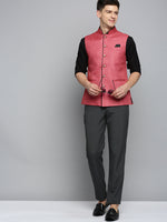 Men Mandarin Collar Solid Coral Nehru Jacket-BD-51340-Coral