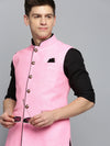 Men Mandarin Collar Solid Fuchsia Nehru Jacket-BD-901-Fuchsia