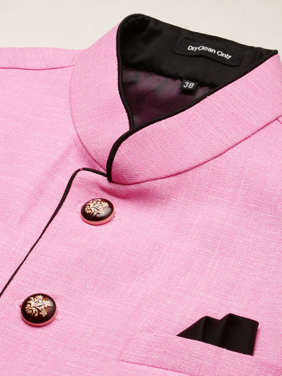 Men Mandarin Collar Solid Fuchsia Nehru Jacket-BD-901-Fuchsia