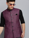 Men Mandarin Collar Solid Purple Nehru Jacket-BD-906-Purple