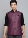 Men Mandarin Collar Solid Purple Nehru Jacket-BD-906-Purple