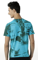 Huetrap Blue Mens Short Sleeve Graphic Printed Tshirt-HT15MKGRATQB00038