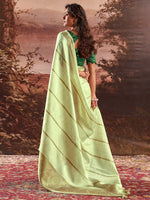 Saree Mall Women's  Blend Light Green Woven Design Designer Saree With Blouse Piece-BHGYA1003