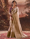 Saree Mall Women's  Blend Beige Woven Design Designer Saree With Blouse Piece-BHGYA1004