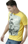 Huetrap Yellow Mens Short Sleeve Graphic Printed Tshirt-HT17MKGRAYLW00817