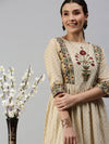 Women Printed Beige Anarkali Kurta-BSM605-Beige