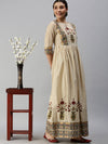 Women Printed Beige Anarkali Kurta-BSM605-Beige