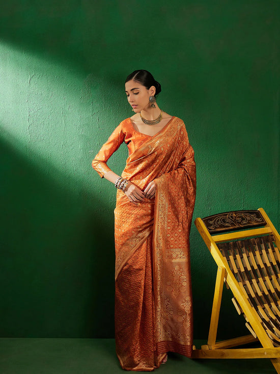 Suha Womens Fashion Ethnic Orange Color Sarees-MLSHWSA1291ORG0ONE