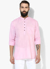 Hangup Men Slim Solid Men's Indian Wear-BabyPinkKurta