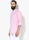 Hangup Men Slim Solid Men's Indian Wear-BabyPinkKurta