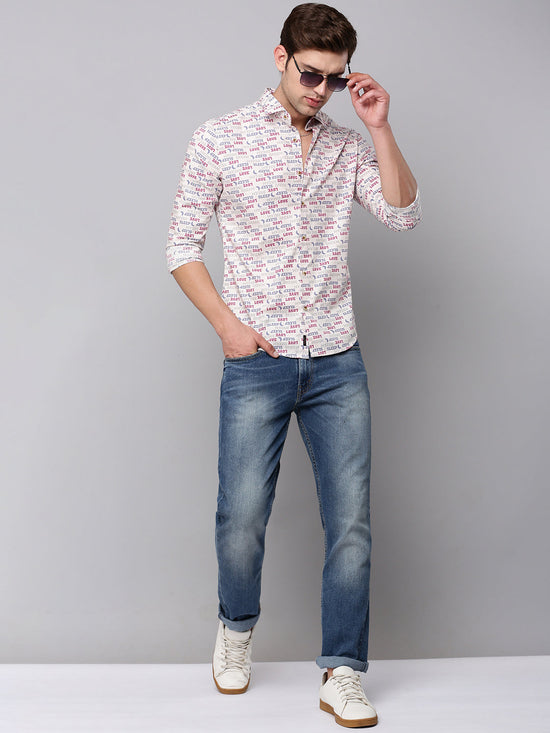 Men Spread Collar Printed Pink Shirt-BaronPrinted-4006-Pink