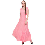 Aawari Rayon Plain Gown For Girls and Women Baby Pink-AM086-Baby Pink