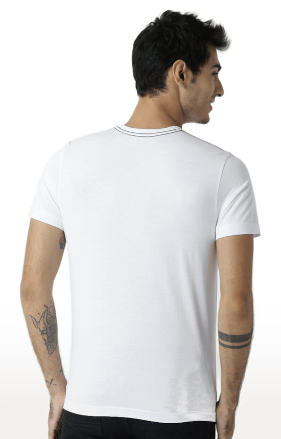 Huetrap White Mens Short Sleeve Graphic Printed Tshirt-HT13MKGRAWHT00052