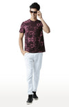 Huetrap Maroon Mens Short Sleeve Graphic Printed Tshirt-HT15MKGRAPLU00130