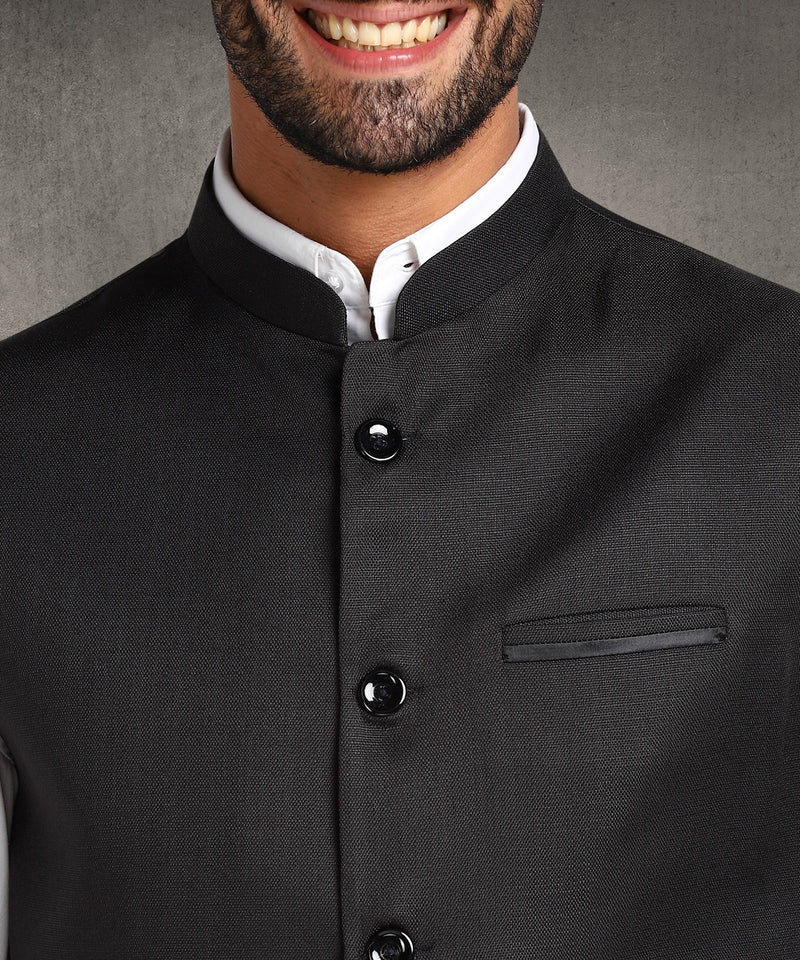 Hangup Men Standard Solid Men's Indian Wear-Black_1_8_Nehru