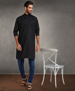 Hangup Men Standard Solid Men's Indian Wear-Black_6_120_Kurta