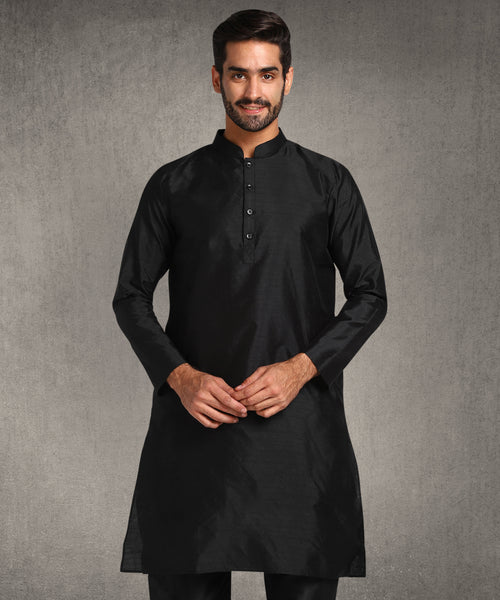 Hangup Men Standard Solid Men's Indian Wear-Black_8_B8_Lkurta