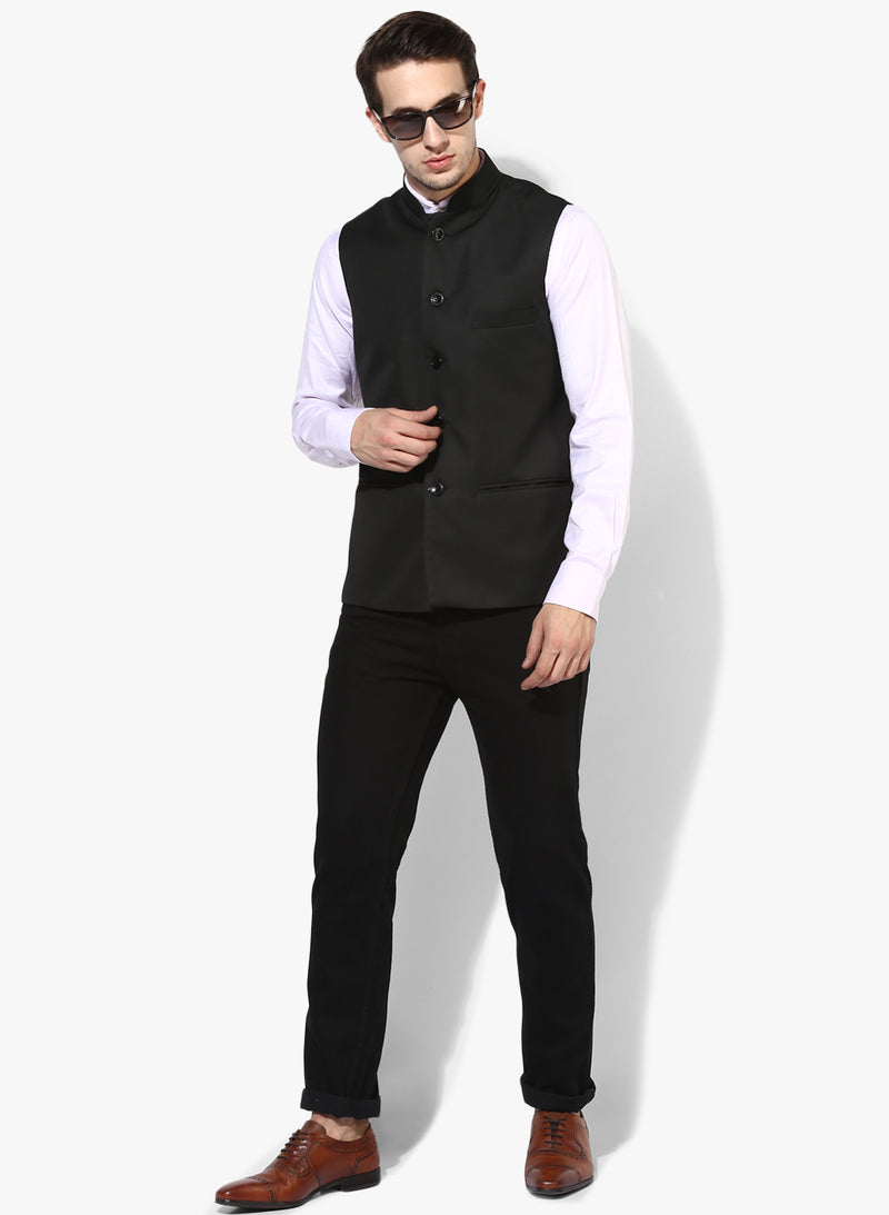 Hangup Men Standard Solid Men's Indian Wear-BasicBlackBasket