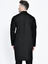 Hangup Men Standard Solid Men's Indian Wear-Black_Cotton_LongKurta