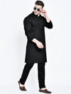 Hangup Men Standard Solid Men's Indian Wear-Black_Cotton_LongKurta