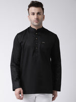 Hangup Men Standard Solid Men's Indian Wear-BlackKurta_Cotton