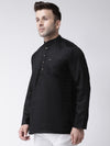 Hangup Men Standard Solid Men's Indian Wear-BlackKurta_Cotton