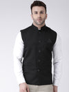 Hangup Men Standard Solid Men's Indian Wear-BlackNehru