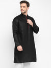 Hangup Men Standard Solid Men's Indian Wear-Black_Piping_LongKurta