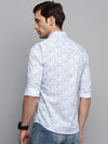 Men Spread Collar Printed White Shirt-BritannickPrint-3016-White