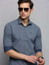 Men Spread Collar Printed Navy Blue Shirt-BritannickPrint-3031-Navyblue