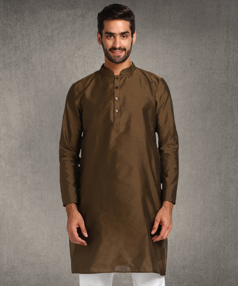 Hangup Men Standard Solid Men's Indian Wear-Brown_8_B17_Lkurta